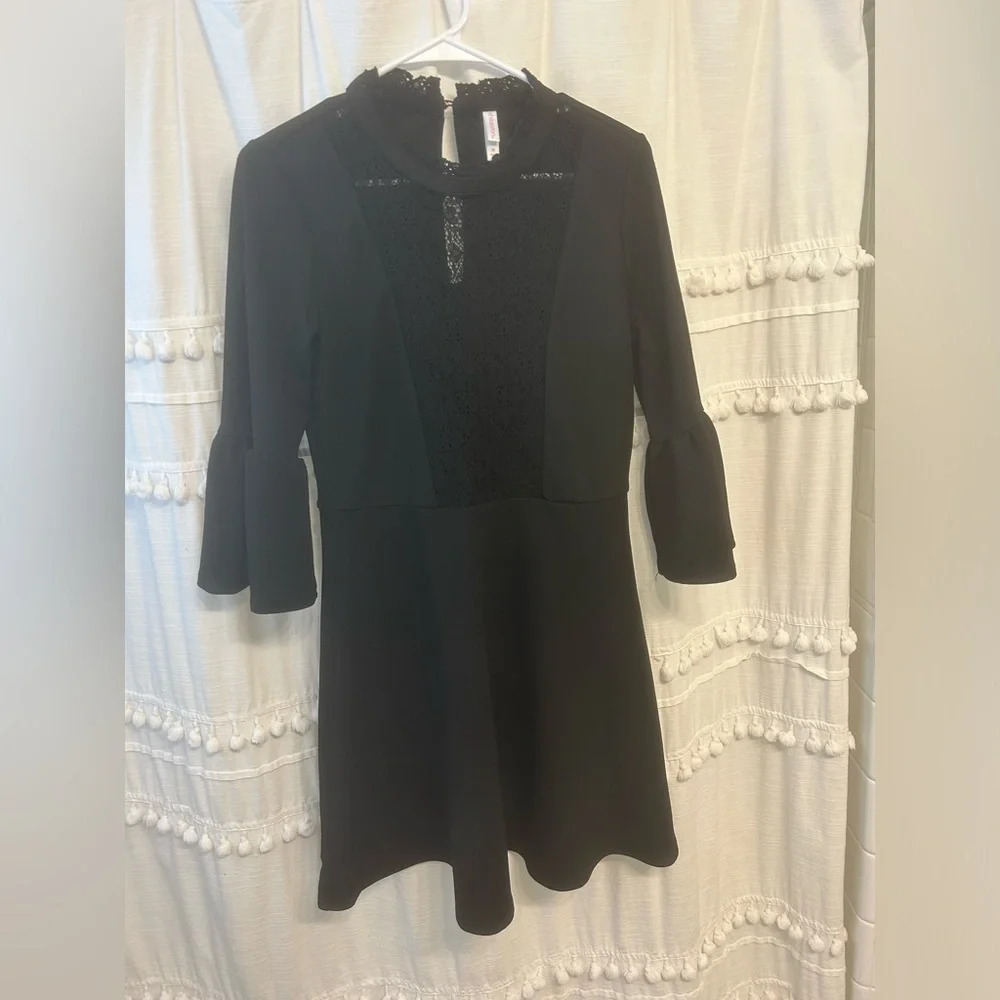 Xhilaration black dress with trumpet sleeves size M